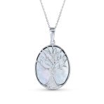 Lapis Turquoise Abalone Tree of Life Pendant Necklace in Sterling Silver