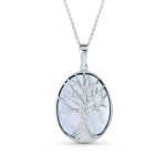 Lapis Turquoise Abalone Tree of Life Pendant Necklace in Sterling Silver