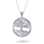 Wiccan Tree Of Life Pendant Necklace with Rune Symbols Oxidized Sterling Silver