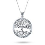 Wiccan Tree Of Life Pendant Necklace with Rune Symbols Oxidized Sterling Silver
