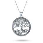 Wiccan Tree Of Life Pendant Necklace with Rune Symbols Oxidized Sterling Silver - Image 2