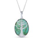 Lapis Turquoise Abalone Tree of Life Pendant Necklace in Sterling Silver - Image 2