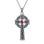 Love Knot Topaz Garnet CZ Trinity Cross Pendant Necklace