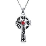 Love Knot Topaz Garnet CZ Trinity Cross Pendant Necklace