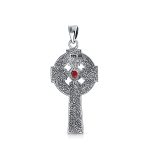 Love Knot Topaz Garnet CZ Trinity Cross Pendant Necklace - Image 2