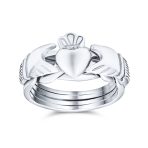 Celtic Hands Crown Heart Friendship Claddagh Puzzle Ring .925 Sterling Silver