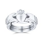 Celtic Hands Crown Heart Friendship Claddagh Puzzle Ring .925 Sterling Silver