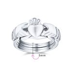 Celtic Hands Crown Heart Friendship Claddagh Puzzle Ring .925 Sterling Silver - Image 4