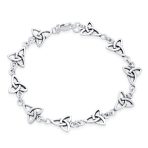 Spiritual Chain Link Bracelet Celtic Triquetra Trinity Sterling Silver Jewelry