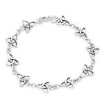 Spiritual Chain Link Bracelet Celtic Triquetra Trinity Sterling Silver Jewelry