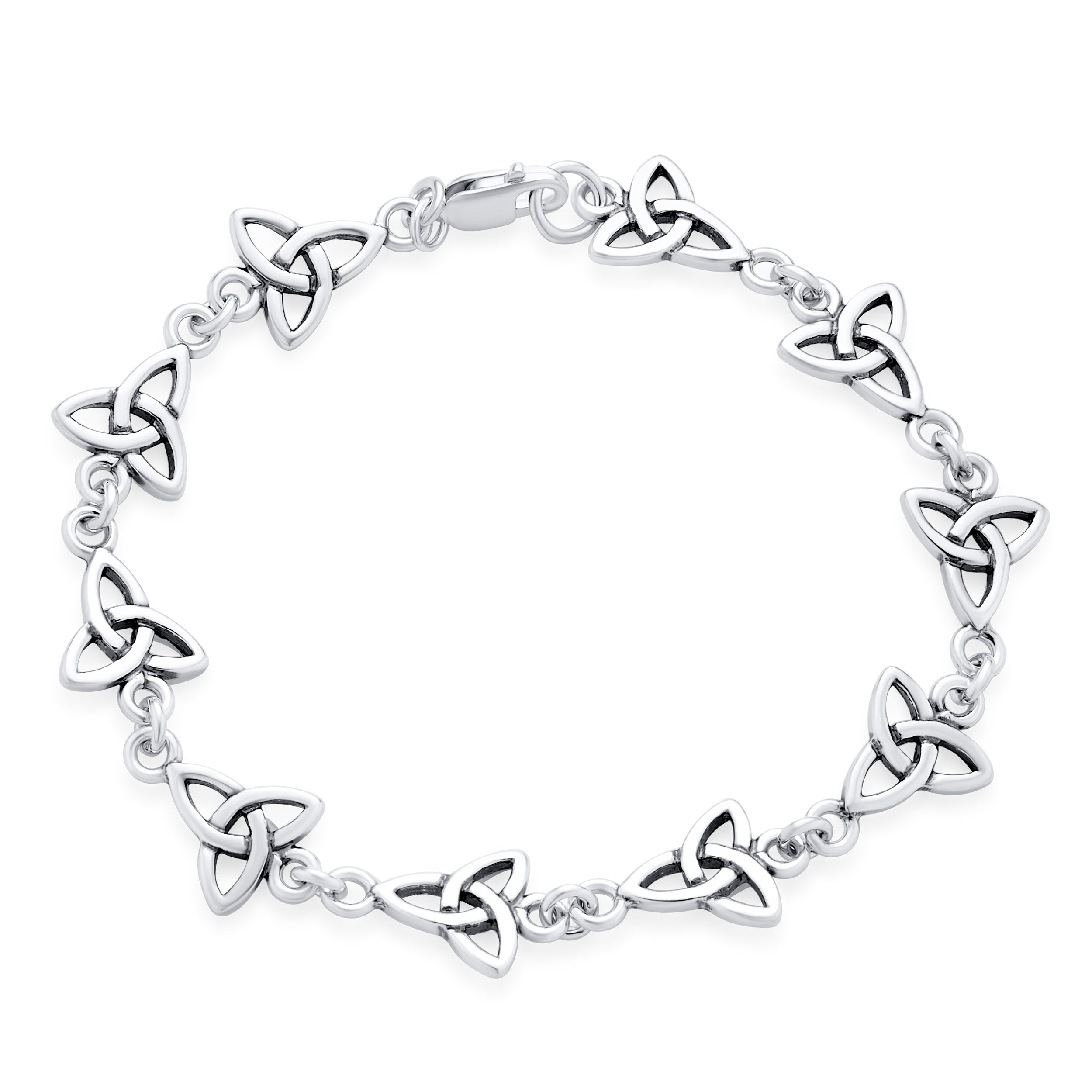 trinity-knot-link-bracelet-silver_ps-tbg065-7-az-1 Spiritual Chain Link Bracelet Celtic Triquetra Trinity Sterling Silver Jewelry - Image 1
