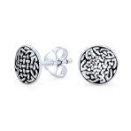Viking Celtic Knot Stud Earrings in Oxidized Sterling Silver