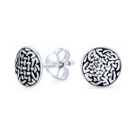 Viking Celtic Knot Stud Earrings in Oxidized Sterling Silver