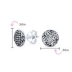 Viking Celtic Knot Stud Earrings in Oxidized Sterling Silver - Image 4