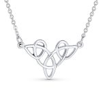 Good Luck Heart Trinity Irish Love Knot Collar Necklace Sterling Silver Medium - Image 2