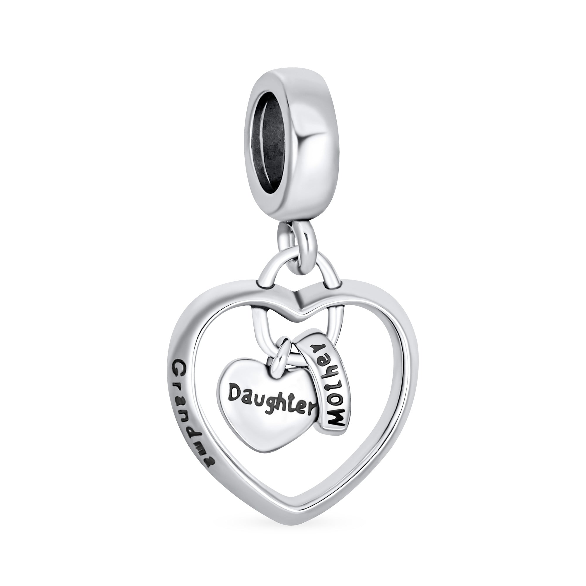 trio-grandma-daughter-mother-hearts-dangle-pbx-hsd-3027-az_011 BFF Trio Hearts Dangle Charm Bead Grandma Sterling Silver - Image 1
