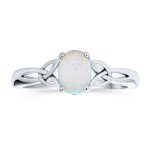 BFF Triquetra Celtic Love Knot Oval Opal Ring Promise .925 Sterling Silver