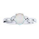 BFF Triquetra Celtic Love Knot Oval Opal Ring Promise .925 Sterling Silver