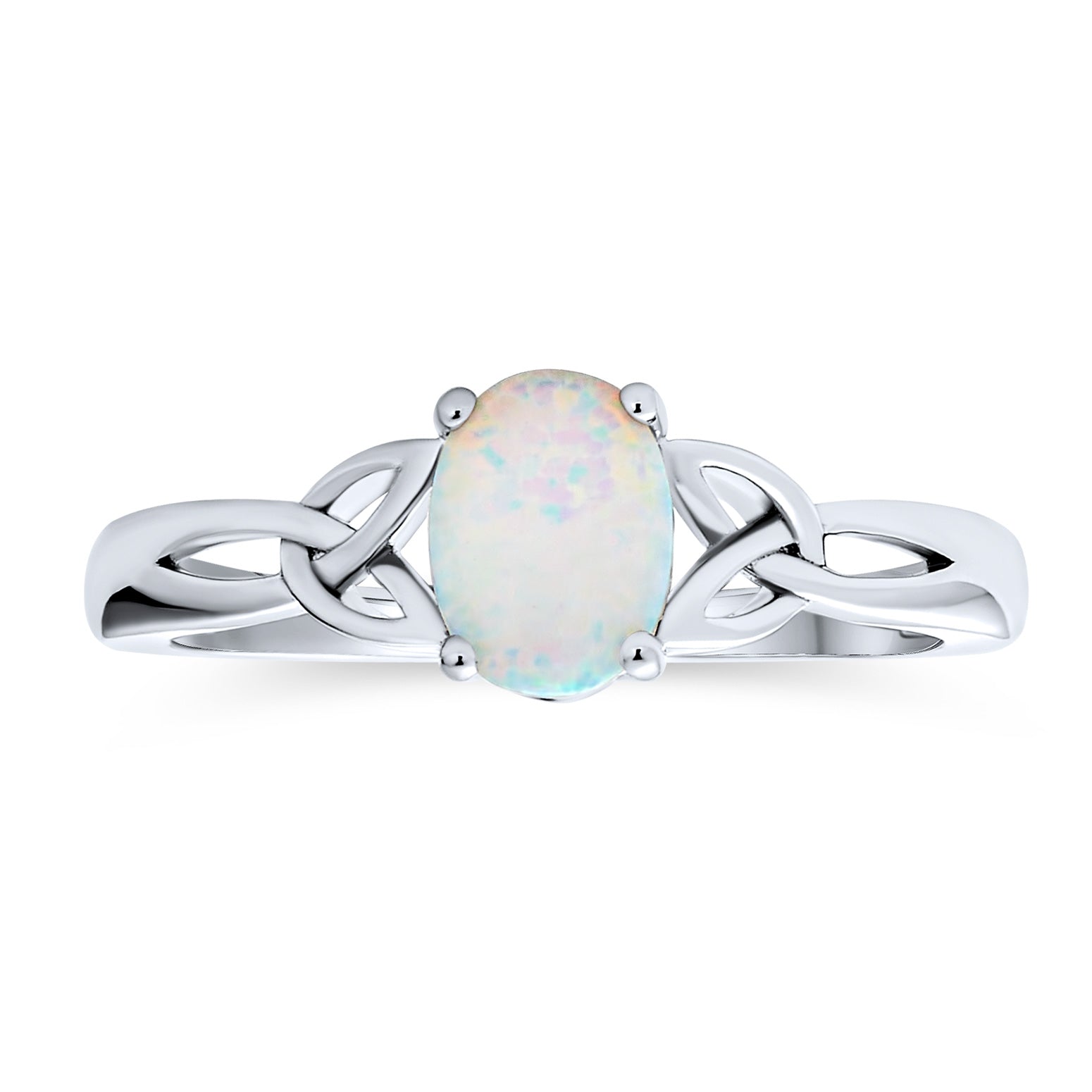 triqueta-celtic-love-white-oval_xny-rd1532r_2 BFF Triquetra Celtic Love Knot Oval Opal Ring Promise .925 Sterling Silver - Image 1