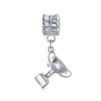 Set of 2 Sports Champion Trophy Dangle Tennis Racquet Charm Bead Sterling Silver - Image 5