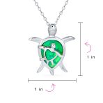 Nautical Opal Inlay Green Heart Sea Turtle Pendant Necklace in Sterling Silver - Image 4