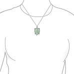 Large Sea Turtle Pendant Necklace Green Jade Nautical Beach Oxidized .925 Sterling Silver - Image 3