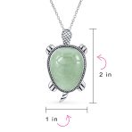 Large Sea Turtle Pendant Necklace Green Jade Nautical Beach Oxidized .925 Sterling Silver - Image 4