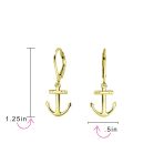 Tropical Beach Anchor Leverback Dangle Earrings 14K Gold Plated Sterling Silver - Image 6