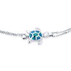 Hawaii Nautical Charm Sea Blue Opal Turtle Anklet Ankle Bracelet Sterling Silver - Image 2