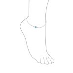 Hawaii Nautical Charm Sea Blue Opal Turtle Anklet Ankle Bracelet Sterling Silver - Image 3