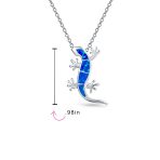 Nautical Tropical Green Opal Gecko Lizard Pendant Necklace in Sterling Silver - Image 7