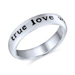 Purity Promise Ring Band True Love Waits Mantra Words .925 Sterling Silver - Image 2