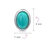 Onyx Turquoise Bezel Set Dome Button Oval Stud Earrings Gold Plated Sterling Silver - Image 10