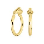 Classic Tube Lightweight Clip On Hoop Earrings Non Pierced Sterling Silver .75 Inch Dia - Image 2