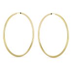 Set of 2 Minimalist Hoop Earrings 2MM Gold 1.75 & 2.5 Inch - Image 2