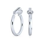 Classic Tube Lightweight Clip On Hoop Earrings Non Pierced Sterling Silver .75 Inch Dia