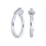 Classic Tube Lightweight Clip On Hoop Earrings Non Pierced Sterling Silver .75 Inch Dia