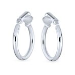 Classic Tube Lightweight Clip On Hoop Earrings Non Pierced Sterling Silver .75 Inch Dia - Image 4