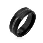 Black Silver Two Tone Center Couples Wedding Band Titanium Rings 8MM - Image 2