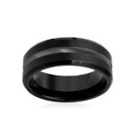 Black Silver Two Tone Center Couples Wedding Band Titanium Rings 8MM - Image 4