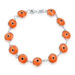 Good Luck Amulet Turkish Translucent Green Glass Evil Eye Bracelet .925 Sterling Silver 7.5 Inch - Image 9