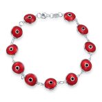 Good Luck Amulet Turkish Translucent Green Glass Evil Eye Bracelet .925 Sterling Silver 7.5 Inch - Image 10