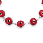 Good Luck Amulet Turkish Translucent Green Glass Evil Eye Bracelet .925 Sterling Silver 7.5 Inch - Image 46