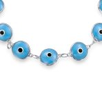 Good Luck Amulet Turkish Translucent Green Glass Evil Eye Bracelet .925 Sterling Silver 7.5 Inch - Image 47