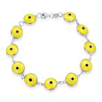 Good Luck Amulet Turkish Translucent Green Glass Evil Eye Bracelet .925 Sterling Silver 7.5 Inch - Image 12