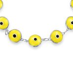 Good Luck Amulet Turkish Translucent Green Glass Evil Eye Bracelet .925 Sterling Silver 7.5 Inch - Image 48