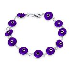 Good Luck Amulet Turkish Translucent Green Glass Evil Eye Bracelet .925 Sterling Silver 7.5 Inch - Image 13