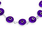 Good Luck Amulet Turkish Translucent Green Glass Evil Eye Bracelet .925 Sterling Silver 7.5 Inch - Image 49