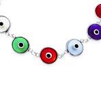 Good Luck Amulet Turkish Translucent Green Glass Evil Eye Bracelet .925 Sterling Silver 7.5 Inch - Image 50