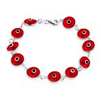 Good Luck Amulet Turkish Translucent Green Glass Evil Eye Bracelet .925 Sterling Silver 7.5 Inch - Image 16